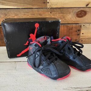 Vintage '92 Nike Baby Air Jordans VII black/tru red colorway in size 5.5